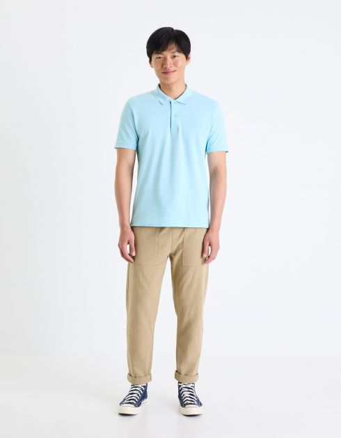 Polo piqué en coton - bleu ciel