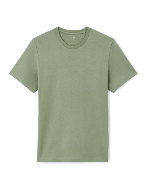 T-shirt straight col rond 100% coton - kaki