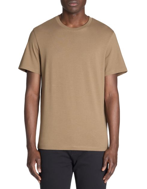 T-shirt straight col rond 100% coton - marron