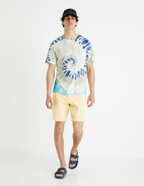 Bermuda chino uni coton stretch - jaune clair