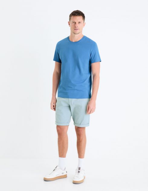 Bermuda chino uni coton stretch - bleu ciel