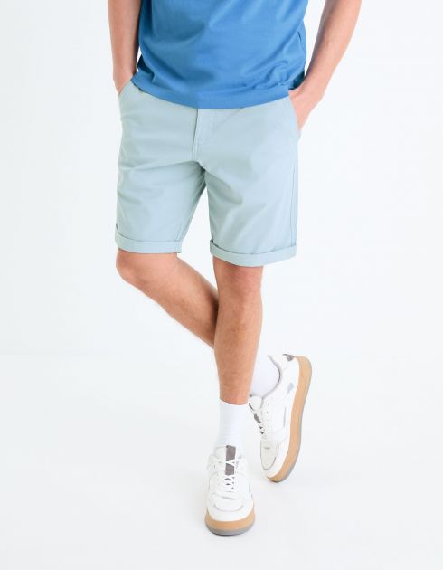 Bermuda chino uni coton stretch - bleu ciel