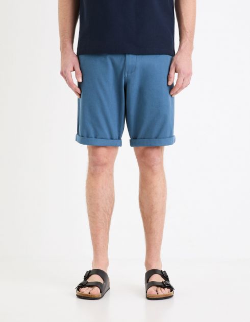Bermuda chino uni coton stretch - bleu