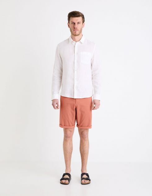 Bermuda chino uni coton stretch - rose