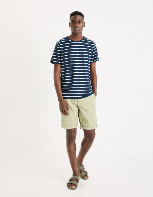 Bermuda chino uni coton stretch - vert clair