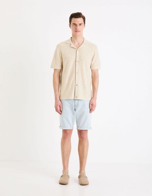 Bermuda en jean effet maille - bleached