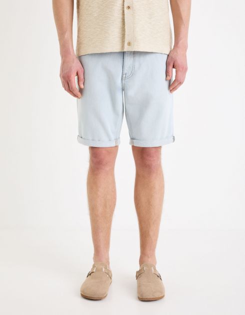 Bermuda en jean effet maille - bleached