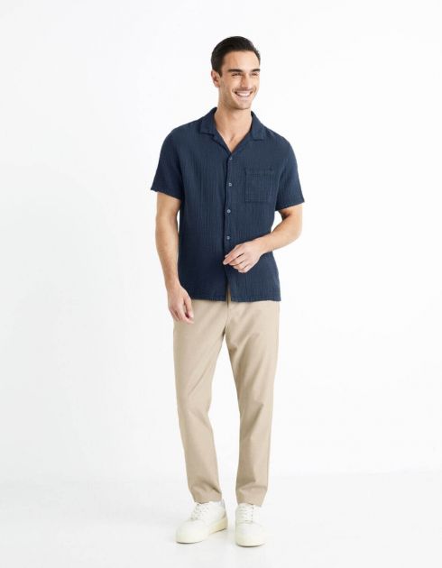 Chemise  regular 100% gaze de coton - marine