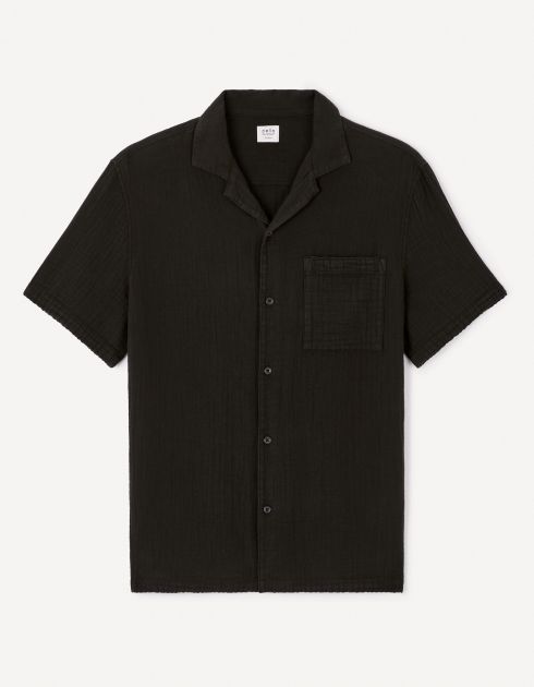 Chemisette regular en gaze de coton - noir