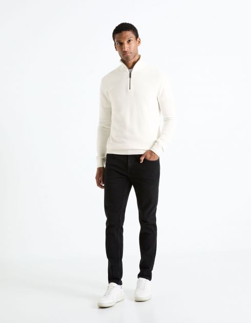 Pull col camionneur 100% coton - beige