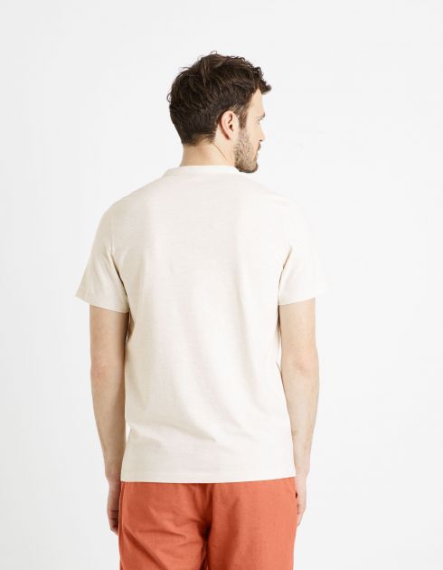 T-shirt col henley coton mélangé - écru