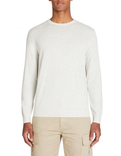 Pull col rond 100% coton - blanc