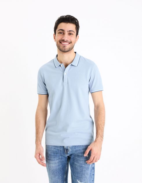 Polo piqué slim - bleu clair