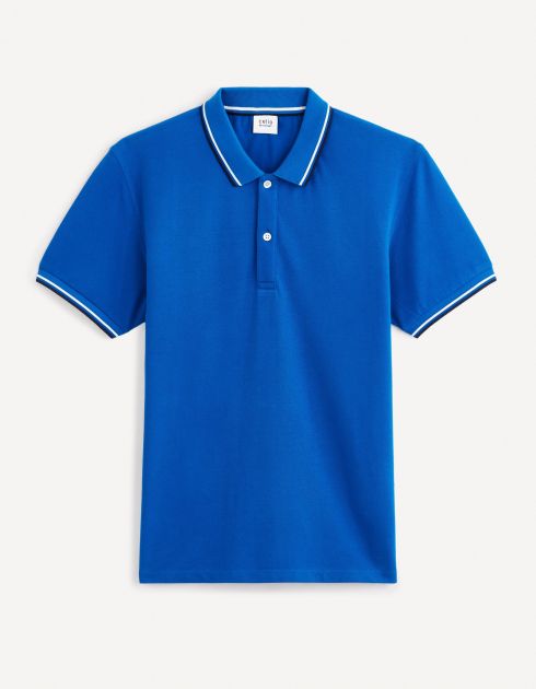 Polo piqué slimen coton stretch - bleu