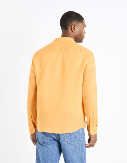 Chemise regular 100% lin - orange