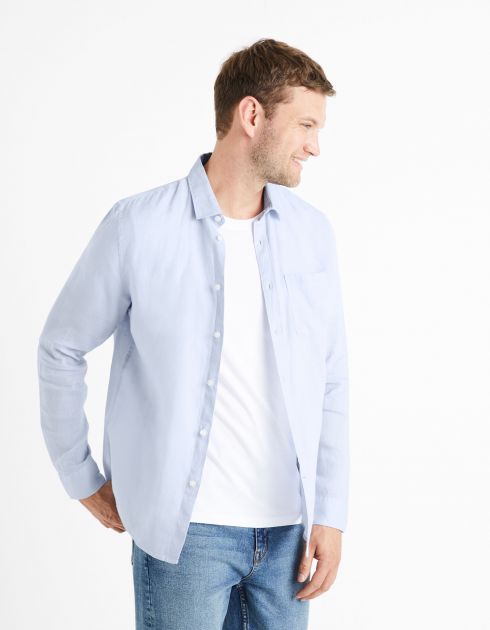 Chemise regular 100% lin - bleu ciel