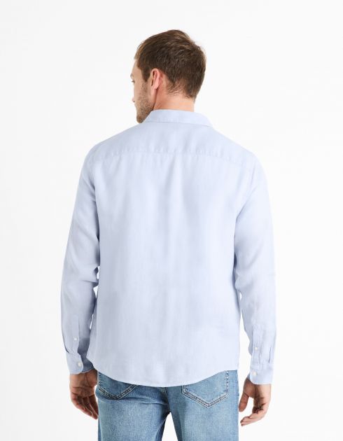 Chemise regular 100% lin - bleu ciel
