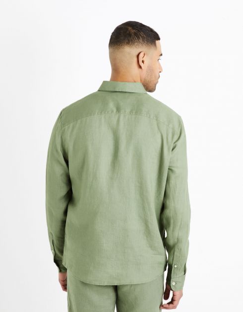 Chemise regular 100% lin - kaki