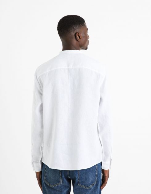 Chemise col mao regular 100% lin - blanc