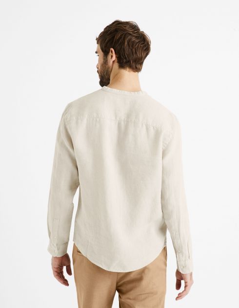 Chemise col mao regular 100% lin - naturel
