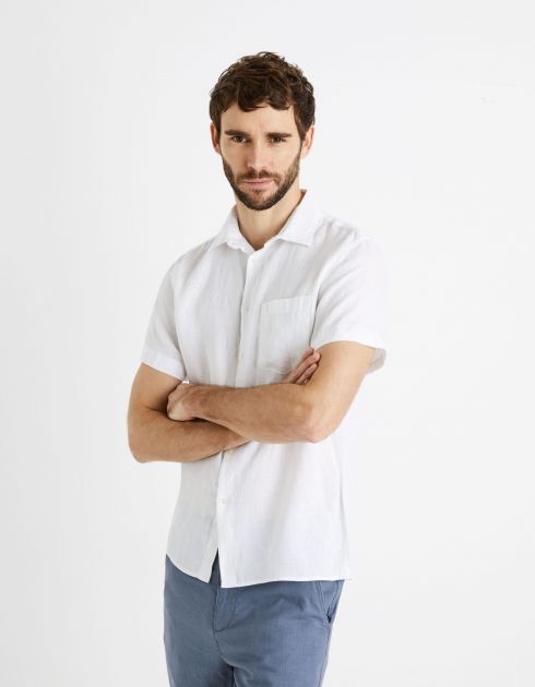 Chemise regular 100% lin - blanc