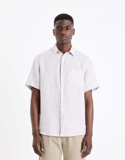 Chemisette regular en lin - taupe