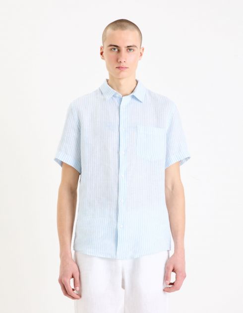 Chemisette regular en lin - bleu clair