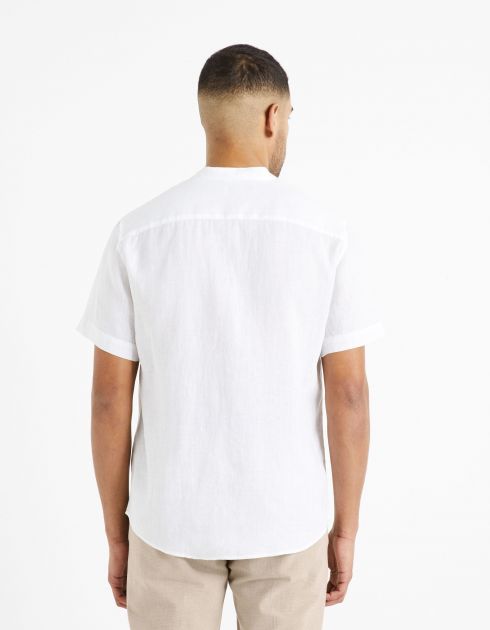 Chemise col mao regular 100% lin - blanc