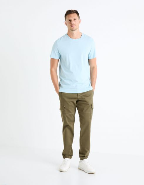 Pantalon cargo slim en coton stretch - kaki