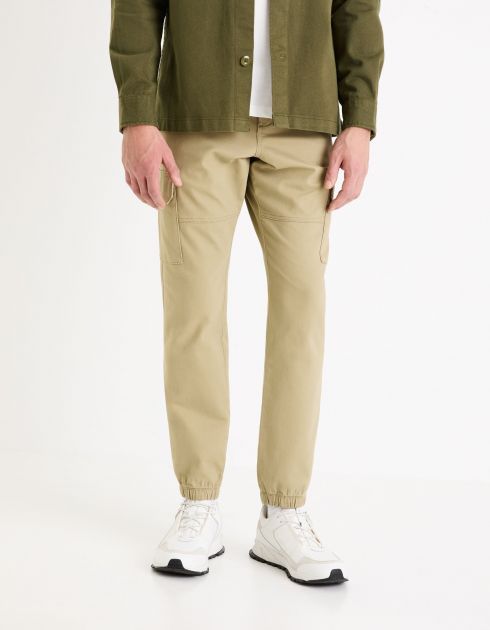 Pantalon slim cargo - kaki clair