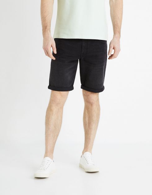 Short en jean coton élasthanne - noir