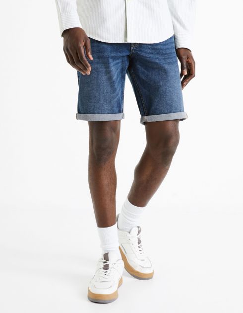 Short en jean coton élasthanne - stone