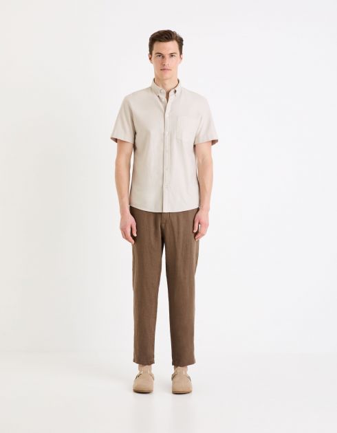 Pantalon chino en lin - marron