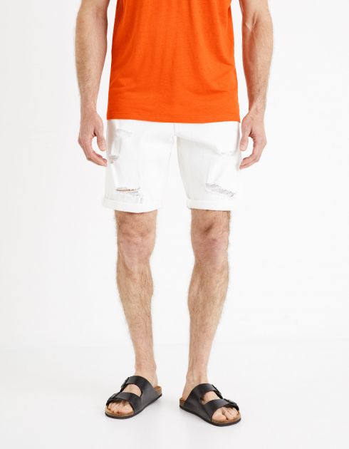 Bermuda en jean - blanc