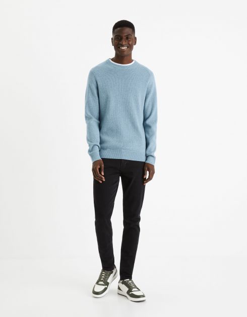 Pull col rond  - bleu clair
