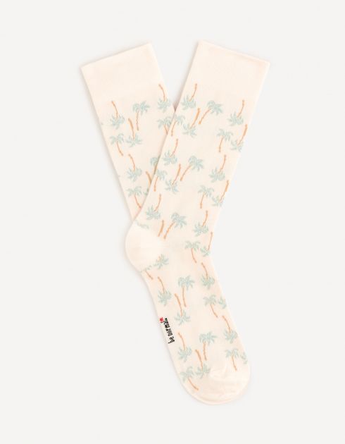 Chaussettes hautes coton - beige