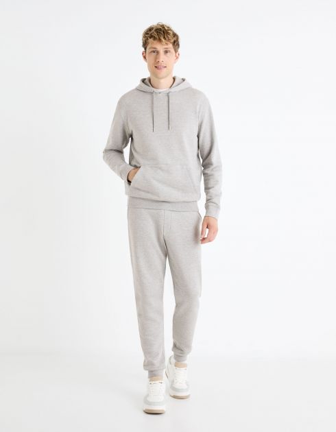 Sweat à capuche coton mélangé - gris
