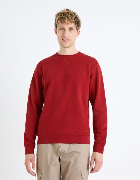 Sweat col rond 100% coton - bordeaux