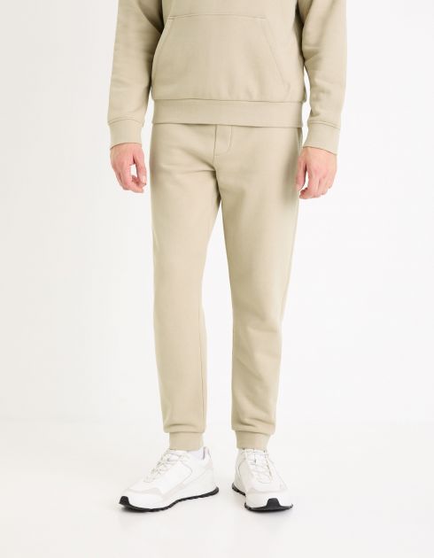 Pantalon de jogging 100% coton - taupe clair