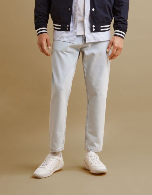 Jean relax C85 100% coton - bleu clair