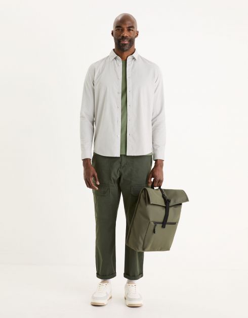 Pantalon poches plaquées coton stretch - kaki