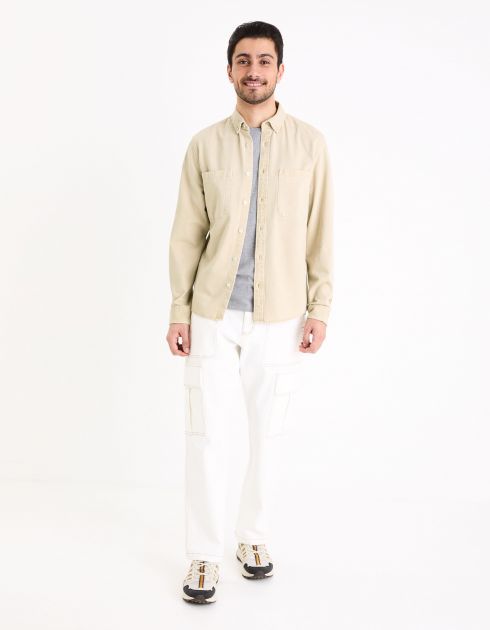 Chemise regular 100% coton - beige