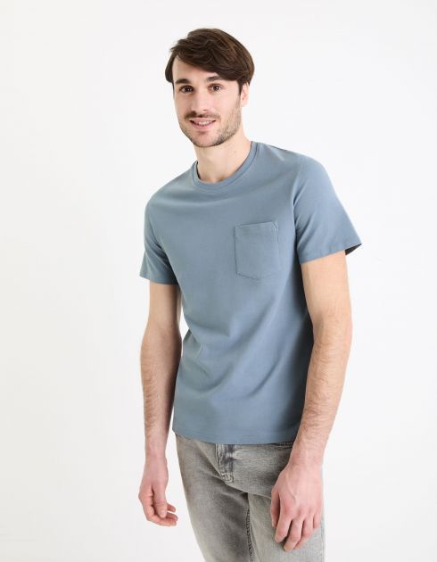 T-shirt col rond straight 100% coton - bleu
