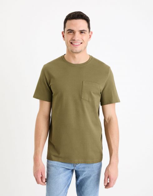 T-shirt col rond straight 100% coton - kaki
