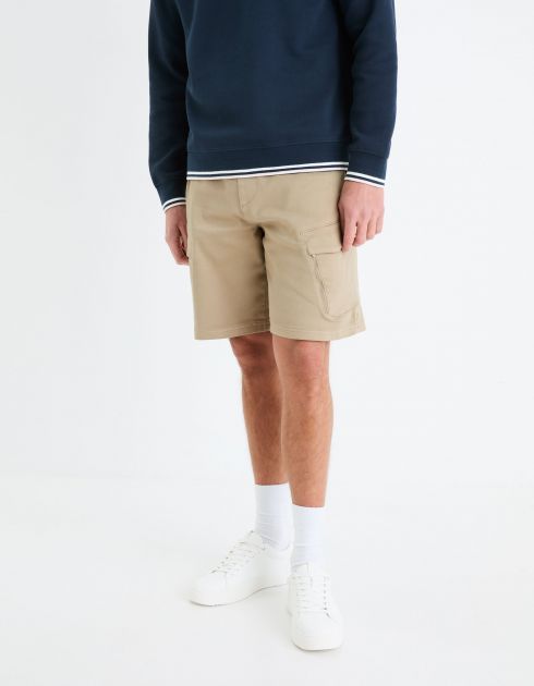 Bermuda en maille coton stretch - beige