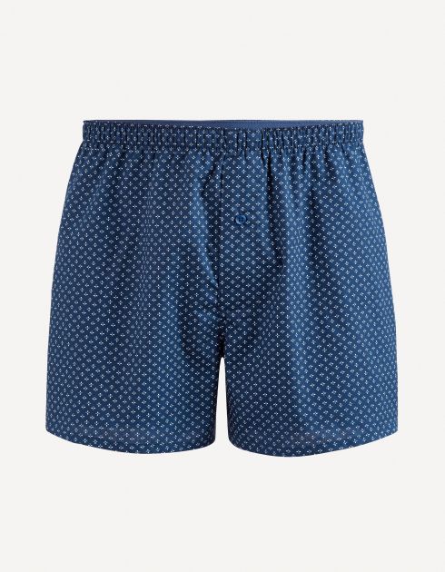 Caleçon en coton micro motifs - marine