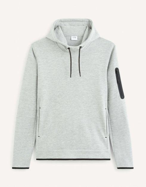 Sweat à capuche skinny coton mélangé - gris