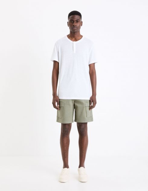 T-shirt col tunisien - blanc