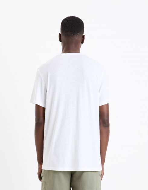 T-shirt col tunisien - blanc