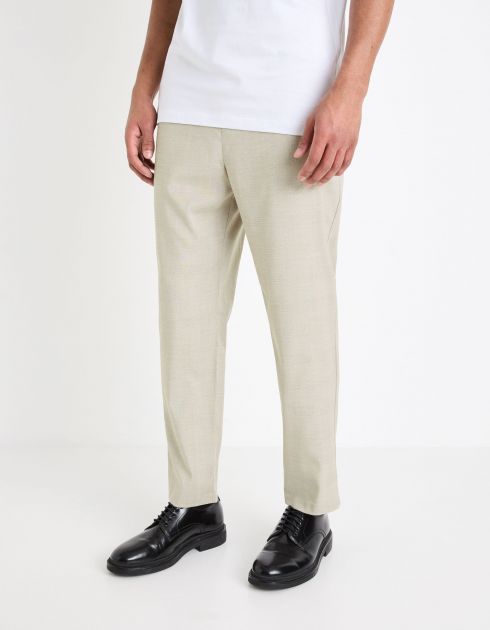 Pantalon taille élastiquée - beige